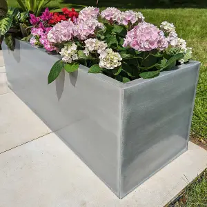 120cm Zinc Galvanised Silver Trough Planter