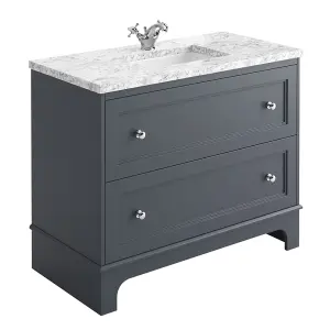 Beckett Blue Grey Floor Standing Traditional Bathroom Vanity Unit & Basin (W)1000mm (H)850mm