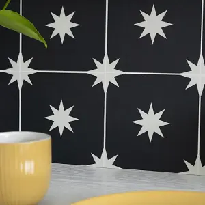 Quadrostyle Starry Night Black Wall Tile and Furniture Vinyl Stickers 15cm(L) 15cm(W) pack of 6