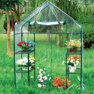 Walk In 4 shelf Greenhouse/ Grow House w/ PVC Cover for Garden