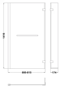 6mm Toughened Safety Glass Reversible L-Shaped Bath Fixed Screen Hinged Return with Rail - Chrome