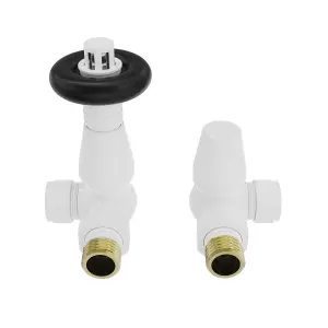 Right Radiators Traditional Thermostatic TRV & Lockshield Corner Radiator Valves White 1/2"x15mm Set