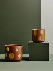 Interiors by Premier Gold Speckled Ceramic Planter, Modern Large Ceramic Garden Pot for Home, Ceramic Pots for Indoor Plants