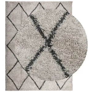 Shaggy Rug PAMPLONA High Pile Modern Beige and Anthracite 300x400 cm