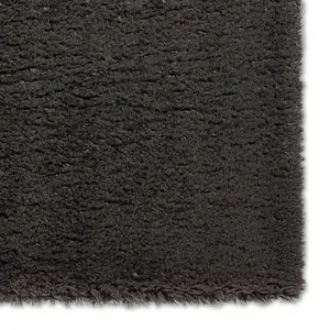 Charcoal Plain Shaggy Modern Easy To Clean Rug For Dining Room-120cm X 170cm