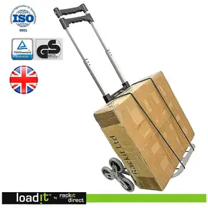 LoadIt 70KG Stair Climber Folding Trolley Sack Truck Barrow, Hand Truck, Bungee Cord, 6 Rubber Wheels ISO & TUV GS Certified.