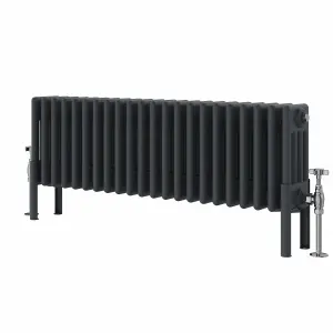 Right Radiators 300x1010 mm Horizontal Traditional 4 Column Cast Iron Style Radiator Anthracite