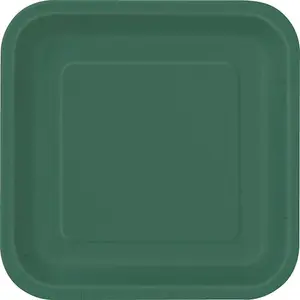 Unique Party Square Dessert Plate (Pack of 16) Forest Green (One Size)