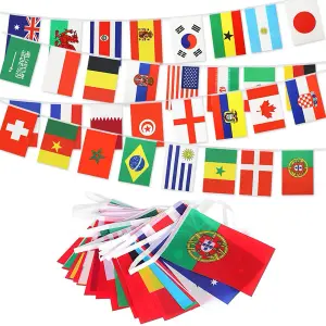 Fabric Bunting 12m 39ft 2022 FIFA World Cup 32 Teams National Flags Football Soccer Sports Banner