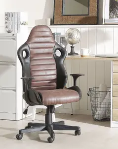 Office Chair Faux Leather Brown SUPREME