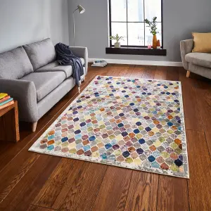 Multi Funky Easy to Clean Abstract Rug For Dining Room -120cm X 170cm