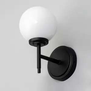 Litecraft Preston Black Bathroom Globe Wall Light