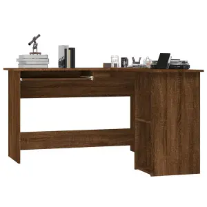 Berkfield Corner Desk Brown Oak 120x140x75 cm Engineered Wood