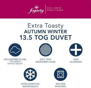 Fogarty Extra Warm 13.5 Tog Winter Duvet, Size: King, White