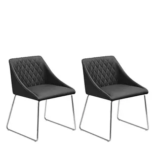 Set of 2 Dining Chairs ARCATA Faux Leather Black