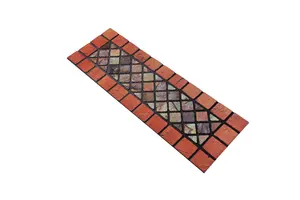 Nicoman Elegant Tile Mat Barrier Doormat Eco-Friendly Scrape and Non-Slip Indoor/Outdoor Door Mat, Narrow 75x25cm, Red Border