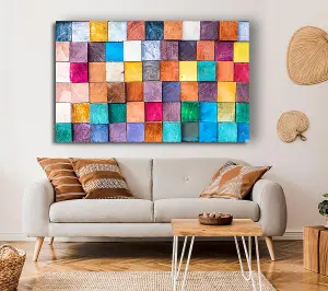 Textures Squares And Shadows Canvas Print Wall Art - Medium 20 x 32 Inches