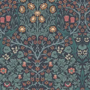 William Morris Gallery Collection Navy Blackthorn Smooth Wallpaper