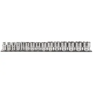 Draper 3/8" Sq. Dr. Metric Socket Set on Metal Rail 15 Piece 16492