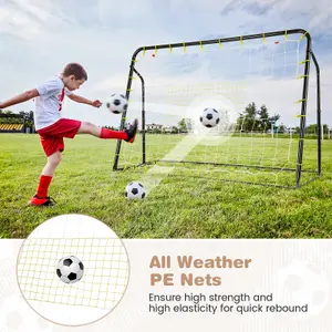 Costway 2-in-1 Kids Football Rebounder & Goal Angle-Adjustable Football Training Net