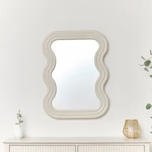 Melody Maison Taupe Wave Framed Wall Mirror - 85cm x 60cm