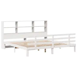 Berkfield Bookcase Bed without Mattress White 200x200cm Solid Wood Pine