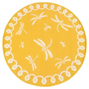 Gold Outdoor Rug, Animal Bordered Stain-Resistant Rug For Patio Garden Balcony, Modern Outdoor Area Rug-120cm (Circle)