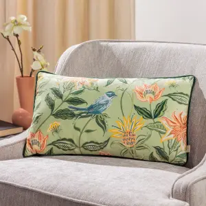 Evans Lichfield Chatsworth Aviary Velvet Piped Feather Filled Cushion