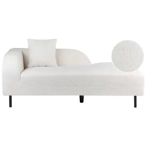 Left Hand Boucle Chaise Lounge White LE CRAU