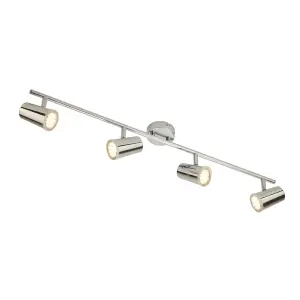 Tampa Chrome Decorative Light - 4 Spotlight Ceiling Bar & Bulbs Included