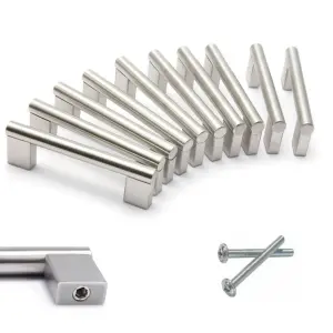 Kitchen Cupboard Boss Bar Brushed Steel Furniture Cabinet Handles 128mm (Pack of 10)