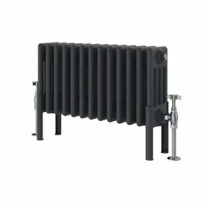 Right Radiators 300x605 mm Horizontal Traditional 4 Column Cast Iron Style Radiator Anthracite