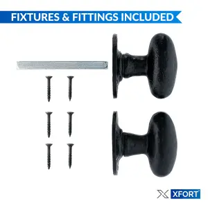 XFORT 63mm Black Antique Oval Mortice Knob Set, 1 Pair