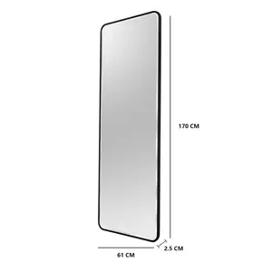 Kallas Metal Flat Wall Mirror Matte Black/bevel edge