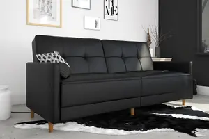 Andora sprung sofa bed in faux leather black