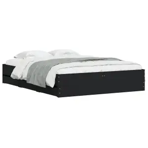 Berkfield Bed Frame with Drawers without Mattress Black 150x200 cm King Size