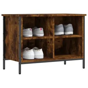 Berkfield Shoe Cabinet Smoked Oak 69x35x50 cm Engineered Wood