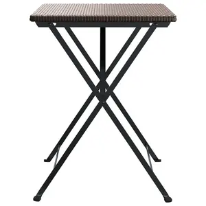 Berkfield Folding Bistro Table Brown 55x54x71 cm Poly Rattan