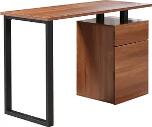 Homeology CALISTA Walnut with Matte Black Legs Contemporary Home Office Computer Desk