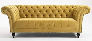 Mustard 3 Seater Handmade Chesterfield Sofa Armchair Settee Love Seat Velvet - D Pro T Homeware