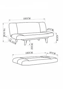 3 Seater Sofa Bed With Matching Cushions Wooden Legs, Blue