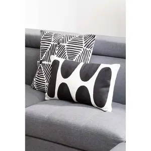 Interiors by Premier Monochrome Geometric Rectangular Cushion, Colourful Patterned Cushion for Living Room, Large Cushion Sofa