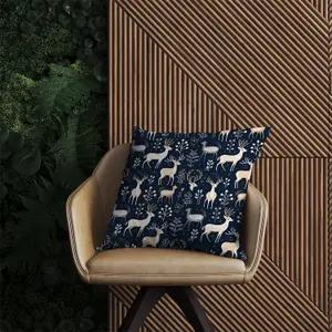 Reindeer, Whimsical, Illustration Pattern Outdoor Cushion 60cm x 60cm