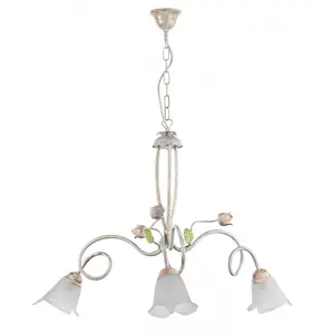 Luminosa Wilma 3 Light Flower Multi Arm Pendant Ceiling Light, Glass Shades