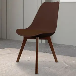 Soho Chocolate Plastic Dining Chair with Squared Dark Wood Legs