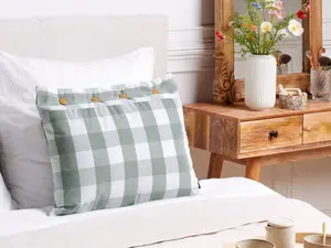 Throw Cushion TAMNINE 40 x 60 cm Checked Mint Green