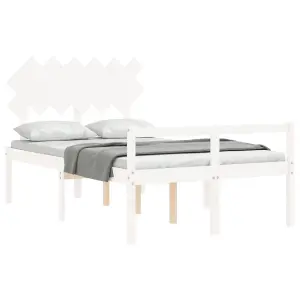 Berkfield Bed Frame with Headboard White 120x200 cm Solid Wood