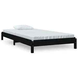 Berkfield Stack Bed Black 90x190 cm Solid Wood Pine