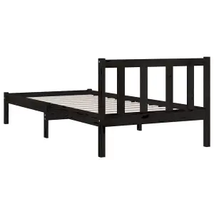 Berkfield Bed Frame Black Solid Pinewood 100x200 cm