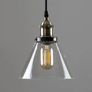 ValueLights Norton Black and Gold Ceiling Pendant and Clear Glass Drop Down Light Shade Fitting